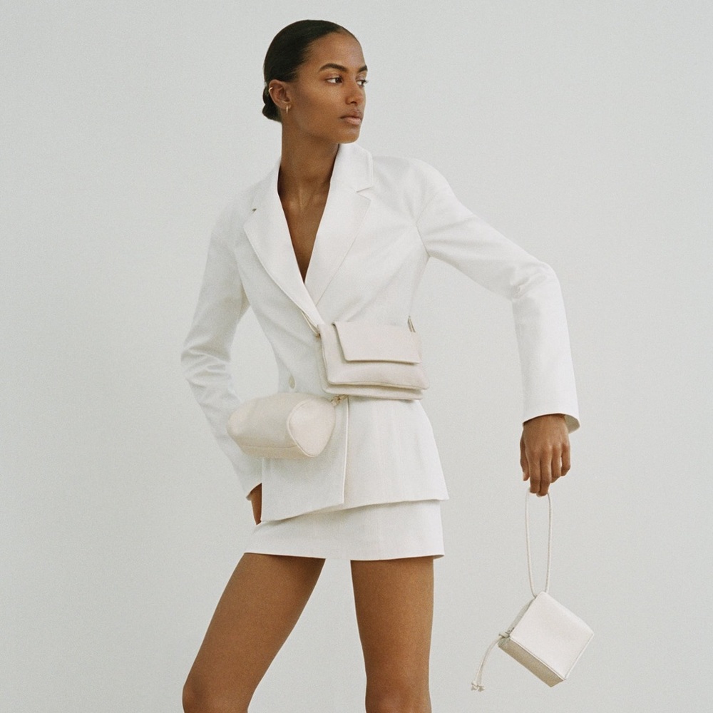ZARA Fitted Seamed Detail White Blazer Jacket S